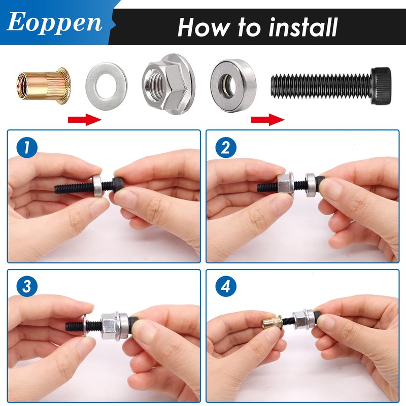 Eoppen 30Pcs M8 Rivet Nuts with Hand Rivet Nut Tool,