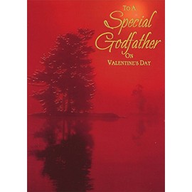 Embossed Tree on Deep Red: Godfather - Designer Greetings Valentine's Day Card