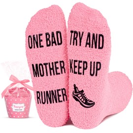 HAPPYPOP Running Gifts For Her - Gifts For Runners Female Women, Running Gifts Women, Funny Running Socks For Women Runner Fuzzy Socks