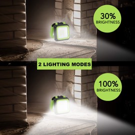 LOVORK 2 Pack Rechargeable Work Light Clamp Rotating Flood Light, 900lm Dimmable 190° Rotating Base Job Site Lighting, IPX4 Waterproof LED Light for Outdoor Camping Repairing Construction Emergency