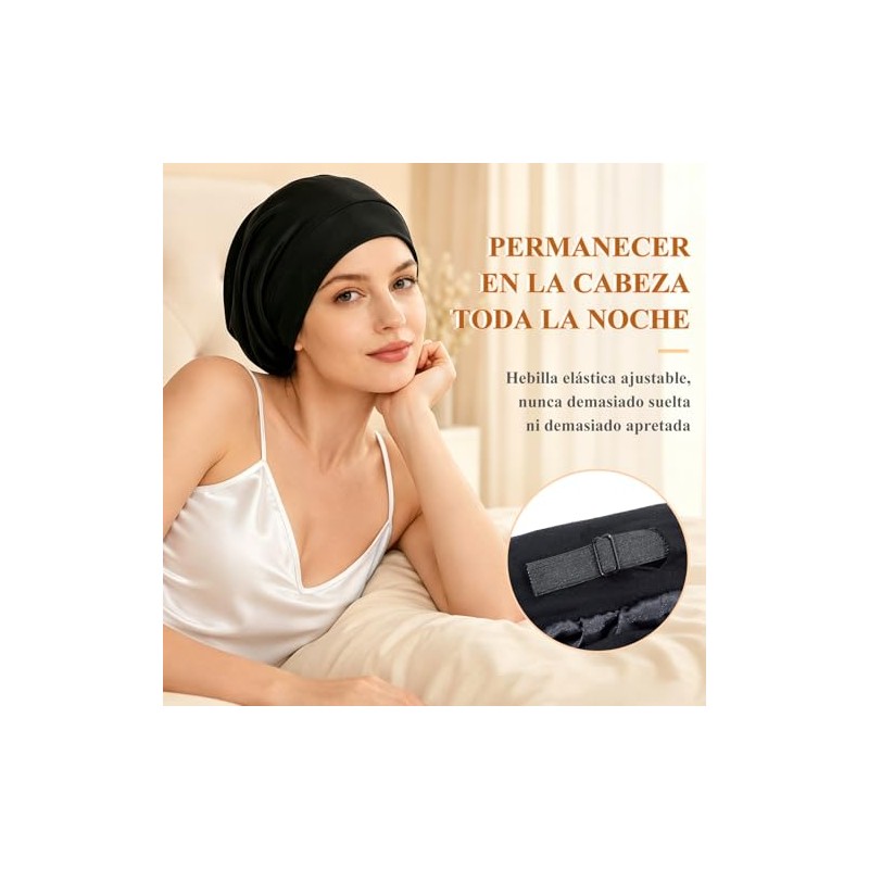 2PCS BSMKD Gorro para Dormir, Gorra Ajustable con Forro de