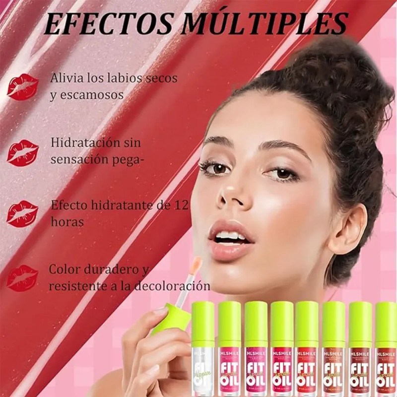 8pcs Cuidado Labial Hidratante Glossy Liquid Lip Oil Gloss