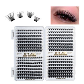 RITALASH RITALASH 384PCS 4 Style Cluster Lashes Book Individual Lashes Clusters Eyelash Extensions False Eyelashes DIY Wispy Fluffy Lash Extension Kit Natural Look (384pcs cluster lash only)