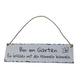 Generisch Bin im Garten Sign with the Bumble Bees Bummeln Weatherproof Shabby Chic Decorative Engraving Sign Hanging Sign White 28 cm