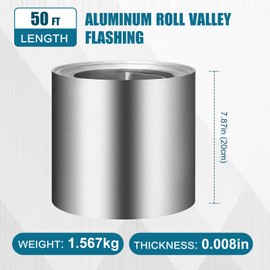 Blulu 1 Roll 8" x 50' Aluminum Flashing Roll, 0.2mm Thickness Weatherproof Metal Aluminum Roof Panels, Roof Flashing Strip for Sealing Windows Doors Backyard Outdoor Gardens Moss Stains Prevention