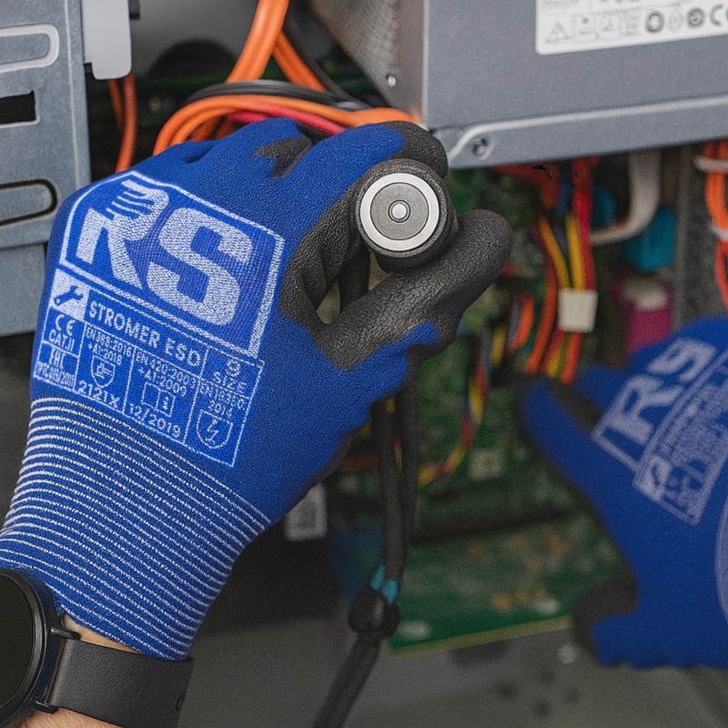 RS STROMER ESD/Assembly Gloves, Surge Protection, Electrostatic, Size 09, 12