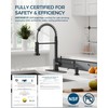 FORIOUS Black Kitchen Faucet with Soap Dispenser, Stainless Steel Kitchen