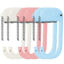 CAIRIAC Elephant Purse Hook for Table, Desk Bag Hanger Hooks for Desk, Purse Holder for Table Hook Heavy Duty, Portable Handbag Holders for Women's Bags Hanging on Desktop (6 Pack, Pink, White, Blue)
