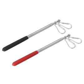 PATIKIL 3.9 Feet Telescopic Handheld Flagpoles, 2Pcs Tour Guide Flag Pole Stainless Steel Portable Collapsible Flag Pole with Clips for Teaching Pointer Training, Red, Black