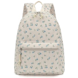 Yusudan Corduroy Womens Mini Backpack Girls Small Backpack Purse Fashion Casual Daypack School Bookbag (Flowers Blue)