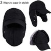 Winter 3-in-1 Bomber Hat with Face Mask, Earflap Protection, Black