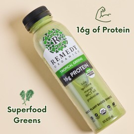 Remedy Organics Tropical Greens 12-Pack | Plant Based Protein Shakes, Ready to Drink | USDA Organic, Gluten Free, Dairy Free, Soy Free