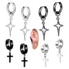 TFENY SJGF 4 Pairs 316L Star and Cross Dangle Drop