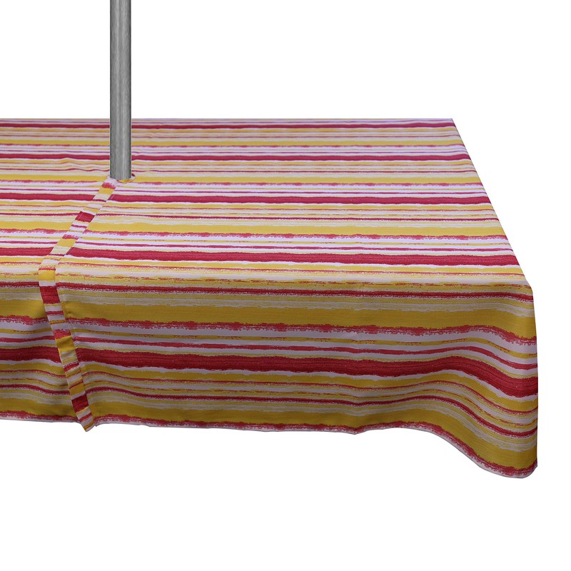 Alan Symonds STRIPED RED/MULTI OUTDOOR TABLE COVERING (TABLECLOTH 60" X