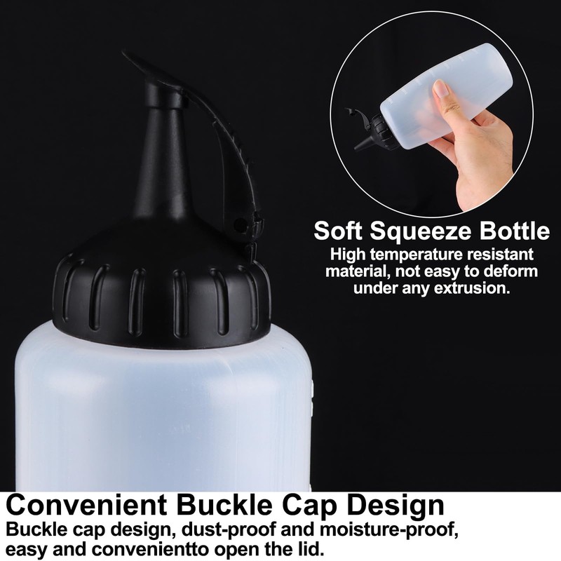 Acrux7 6 PCS 12oz Condiment Squeeze Bottles, Refillable Leakproof Sauce