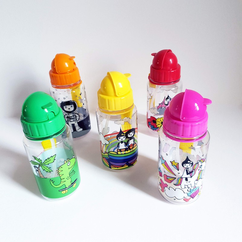 Zip & Zoe Kids Rainbow Drinking Water Bottle With Straw
