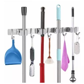 MARZSEFLO Acero Inoxidable Organizador De Escobas 4 Acortar 5 Ganch