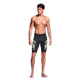 Adoretex Boy's/Men's Tribal Wings Swim Jammer (MJ015) - Black/Green - 36
