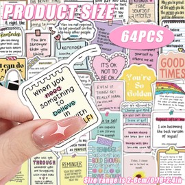 Reminders Motivational Stickers, Inspirational Laptop Stickers, Positive Waterproof Journal Sticker, Affirmation Sticker for Scrapbook Journal Scrapbook (Colorful-64)