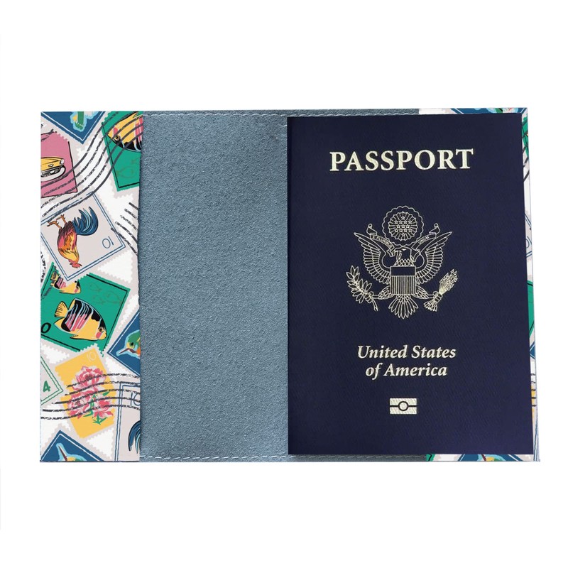Passport holder with stamps eco friendly leather colorful case