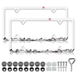 Mountain License Plate Frame - 2 PCS Red Sun Mountain License Plate Holder, Rust-Proof Stainless Steel Auto Parts License Plate Cover Decoration for Standard Us 12x6 Inch