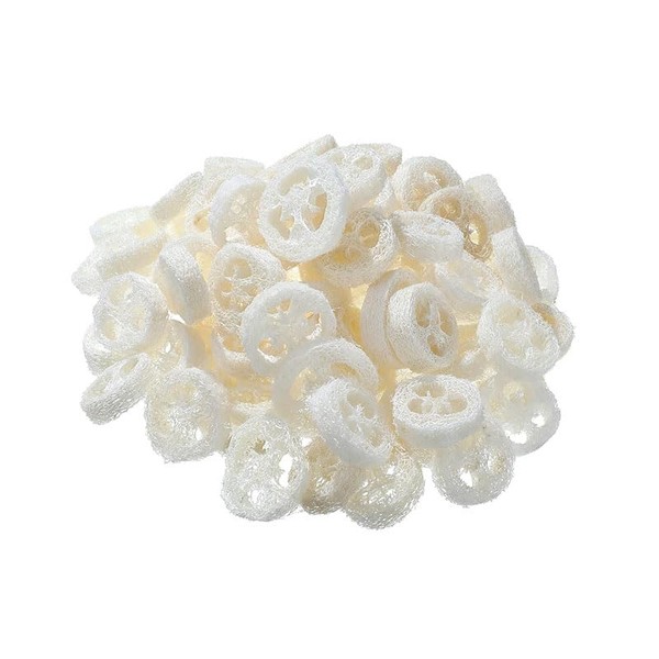 50Pcs Natural Loofah Slices,Soap Making Loofah Sponges,Loofa Slices Handmade Reusable