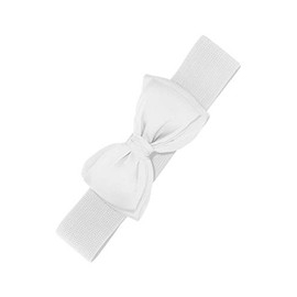 Banned 1950's Elasticated Bow Rockabilly Belt - White (Medium - UK 10-16)