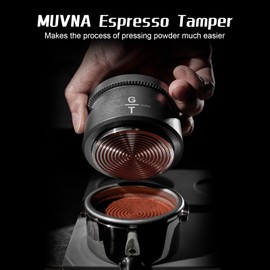 MUVNA 51mm Espresso Palm Tamper - Coffee Hand Tamper with Stainless Steel Ripple Base, Premium Walnut Wood Handle Lid, Slow Rebound Tamper Tool Fits 51mm Breville Bottomless Portafilters, Silver