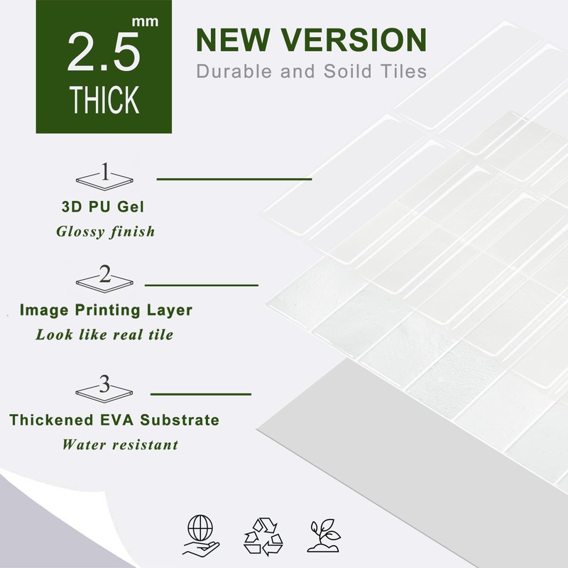 STICKGOO 10-Sheet Peel and Stick Backsplash Tile, Self Adhesive Vinyl