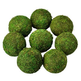 MAISONRINA Moss Balls Decorative 3.5‘’ Set of 8,Large Green Moss Balls Decorative for Bowl fillers,Natural Handmade Ball vase fillers for centerpieces,Garden Weddings Party Home Decor