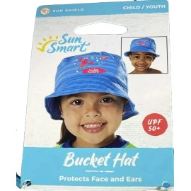 Sun Smart Child Youth Bucket Hat Teal Blue Protects Face & Ears UPF 50+ Lobster