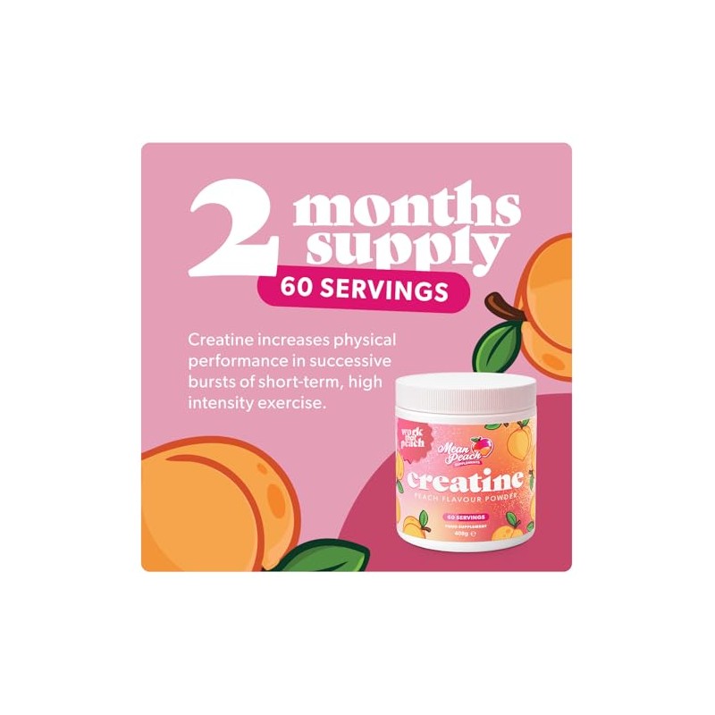 Mean Peach, Peach Flavour Creatine Monohydrate Powder - for Women!