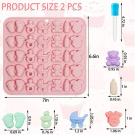 2 Pack Baby Silicone Mold,Baby Shower Theme Silicone Chocolate molds with Babys Feet Mold,Bottle,Pacifier,Babys Onesie,Cradles,Bear Molds for Cupcake Cakesicle Decorations