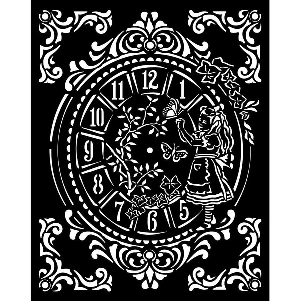 Stamperia KSTD090 Thick Stencil Thick Stencil - Alice Clock, Various,