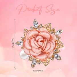 Vintage Women Rose Flower Brooch Pin Handmade Rhinestone Brooch Crystal Pearl Flower Brooches Pins Suit Accessories for Women Men Wedding Party Gentleman's Essentials - Pink