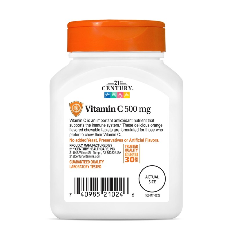 21st Century Vitamin C 500 mg Chewable Tablets, Orange, 110