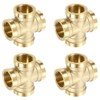 uxcell 4Pcs Brass Cross Pipe Fitting, BSPP G1/2 Female Barstock
