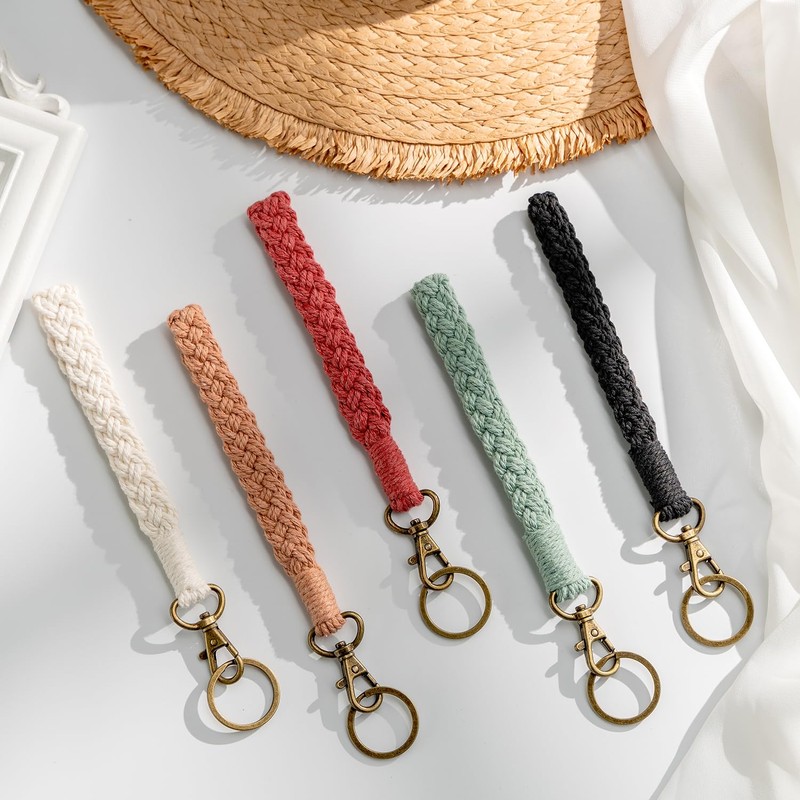 MORSUNBELA White Lanyard Universal Macrame Short Bracelet Hand Wrist Strap