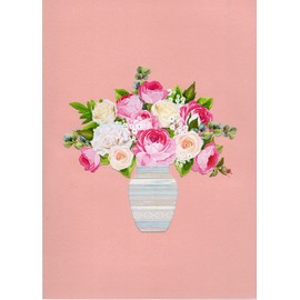 Favour Pop Up® - 3D a magnificent bouquet in vase, for birthday, anniversary, also for money gift or voucher. TF090