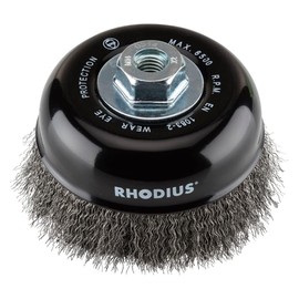 RHODIUS STBW | 1 Piece Diameter 125 mm Cup Brush | Corrugated Wire | M14 Holder | Wire Brush Angle Grinder, Cleaning Brush, Steel Brush