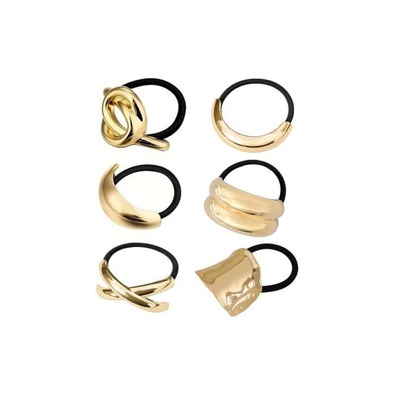 6 Pcs Doradas Hair Ties Accesorios Mujer, Retro Elástico Ligas