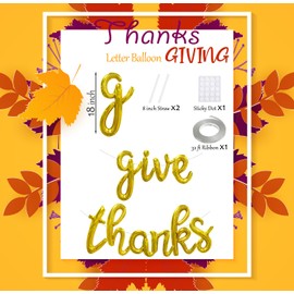 Give Thanks Letter Balloons 18 Inches Gold Foil Fall Balloons Banner for Thanksgiving Decorations Fall Party Decorations Party Supplies Indoor Outdoor