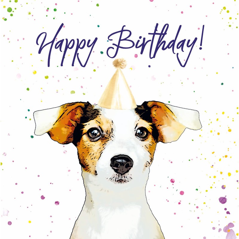 Jack Russell Birthday Card - Party Hat