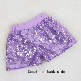 Baby Girls Shorts Kids Sparkle Toddler Sequin Shorts Glitter on Both Sides Birthday Outfits Lavender 2T