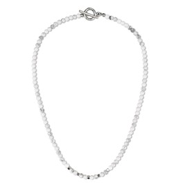 GAVU Stainless Steel Howlite Stone Beaded Necklace for Men Women, 50cm