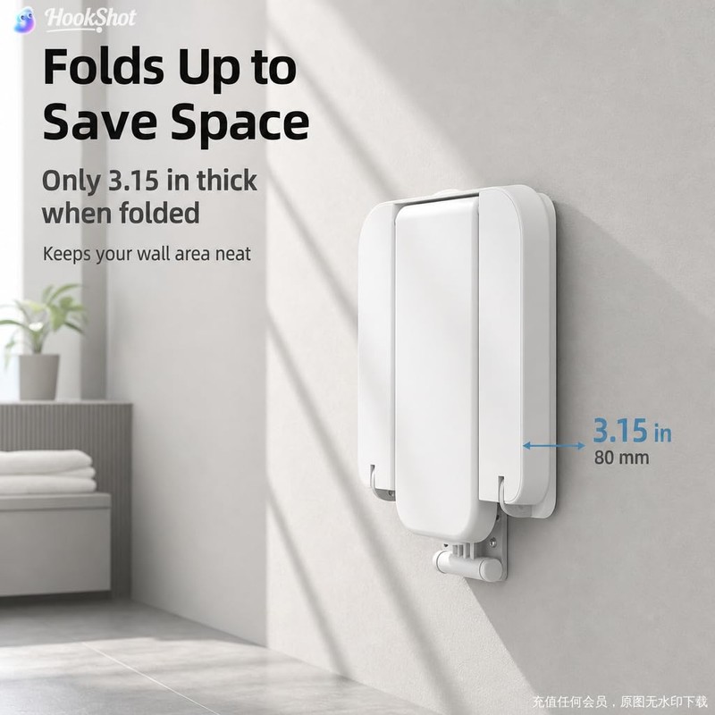 Wall Mounted Folding Shower Seat, White