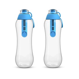 PearlCo - Two drinking bottles with filter, 0.5 litres (blue), water bottle, BPA-free, school, sports, water, on the go