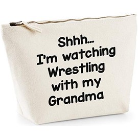 Hippowarehouse I'm watching Wrestling with my Grandma printed make up cosmetic wash bag 18x19x9cm