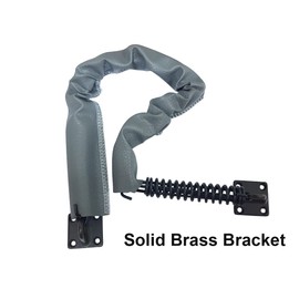 QCAA Extra Heavy Storm Door Chain Check, 25-1/2" Length, Solid Brass Bracket, ORB US10B, 304 Stainless Steel Hook, Grey Textured Vinyl Cover, 2 Pack, Made in Taiwan