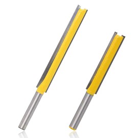 Mesee 2 Pieces 8 mm Shank Straight Router Bit, Milling Cutter Groove Cutter Wood Cutter Bit Set, Straight Cutter Cutting Blade, Extra Long Straight Cutter Wood Engraving Tool Wood Cutting Blade